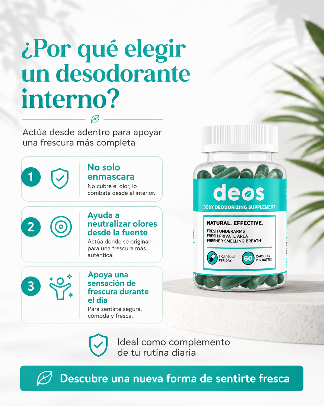 DEOS® Suplemento Desodorante Interno (60 CÁPSULAS)