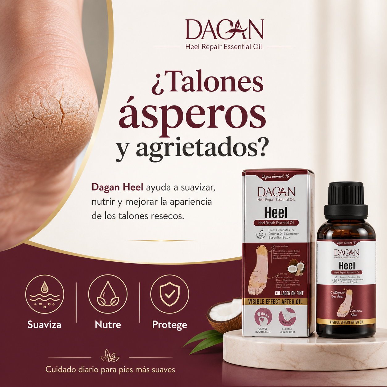 Aceite esencial reparador del talón Dagan