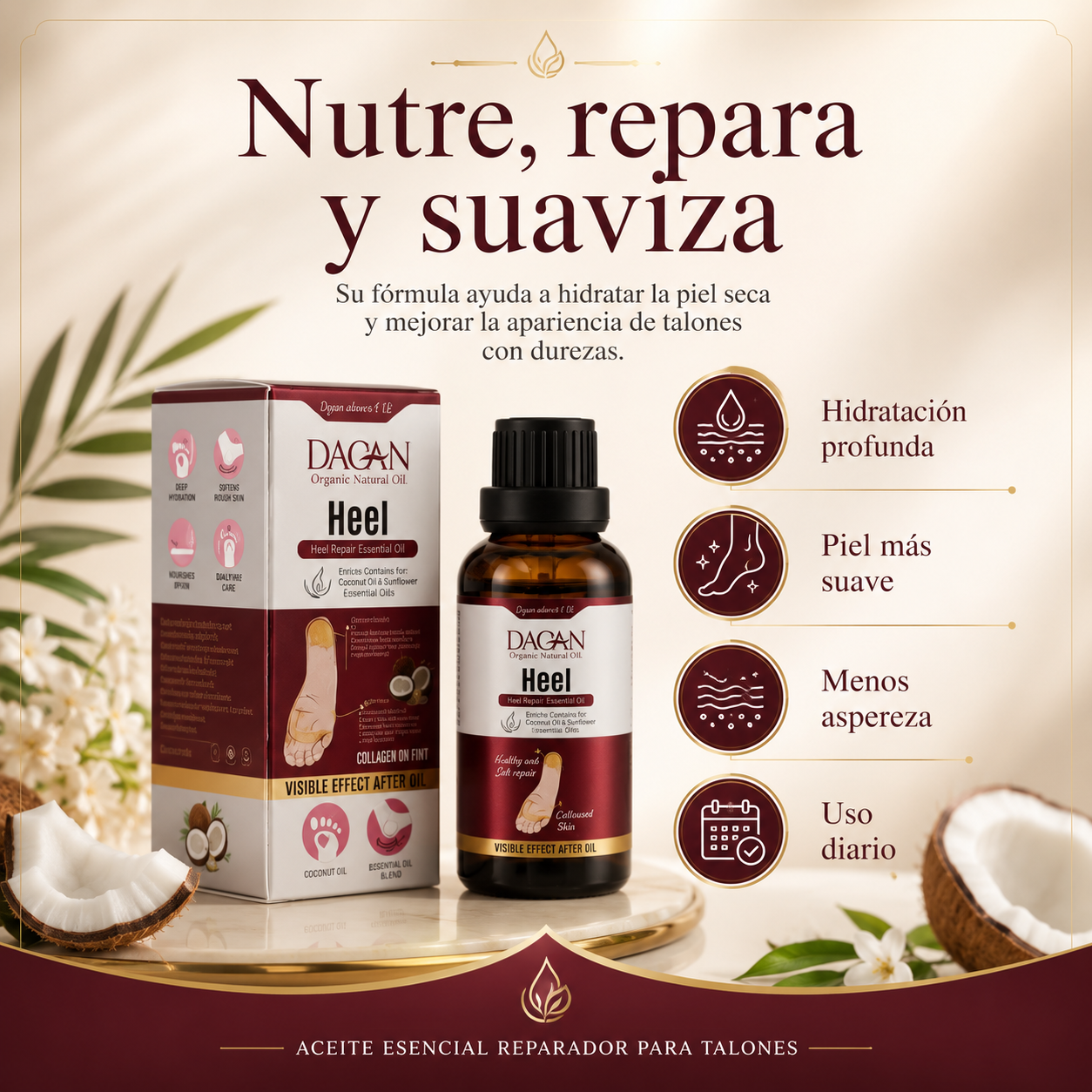 Aceite esencial reparador del talón Dagan