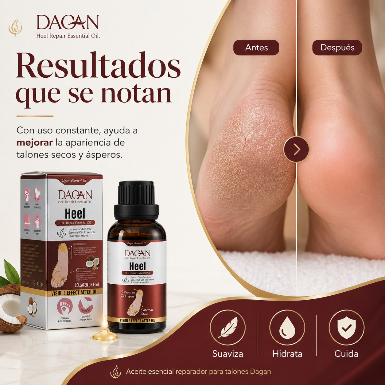 Aceite esencial reparador del talón Dagan