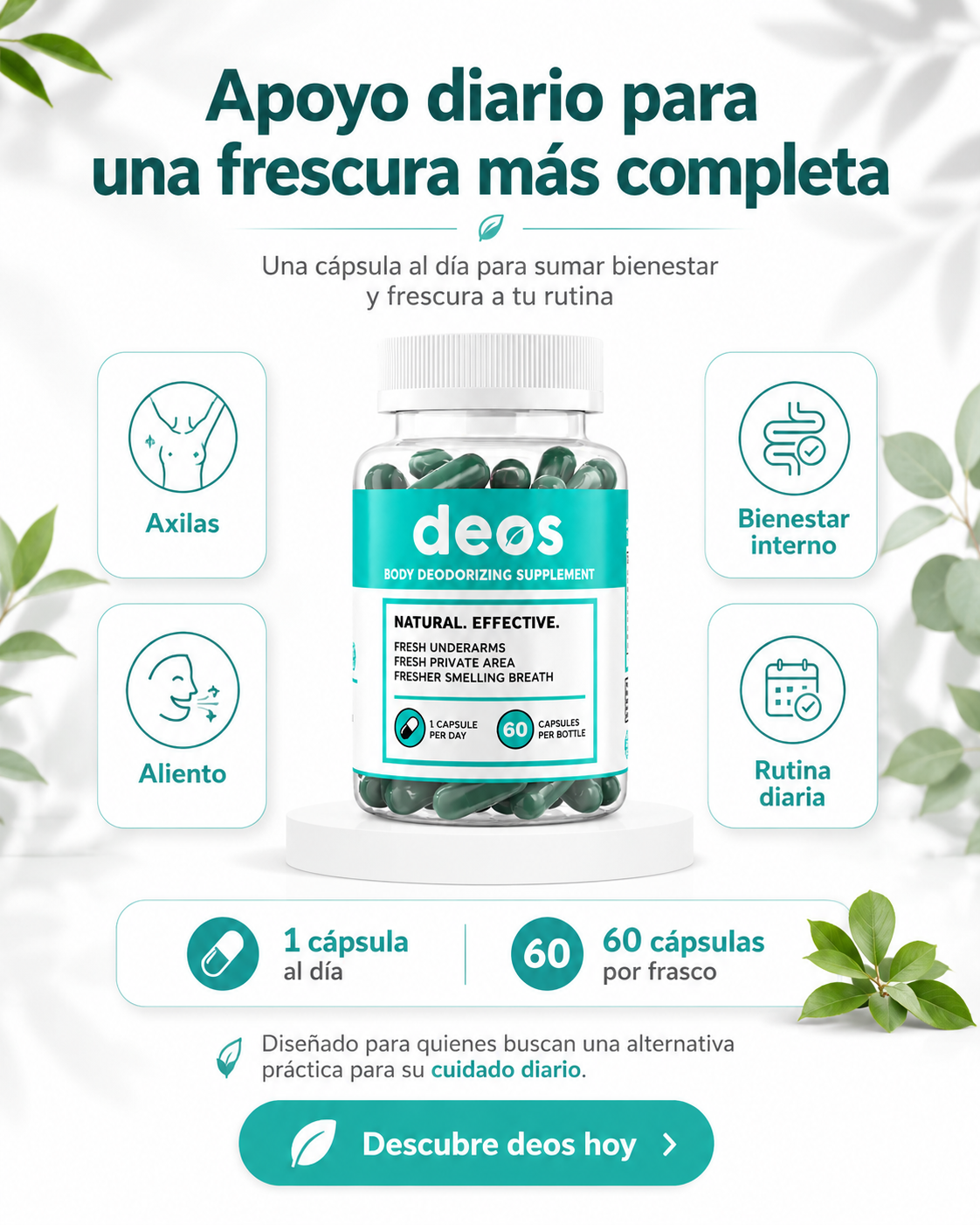 DEOS® Suplemento Desodorante Interno (60 CÁPSULAS)